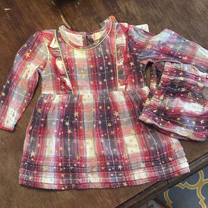 NWT Elodie Metallic Plaid Set